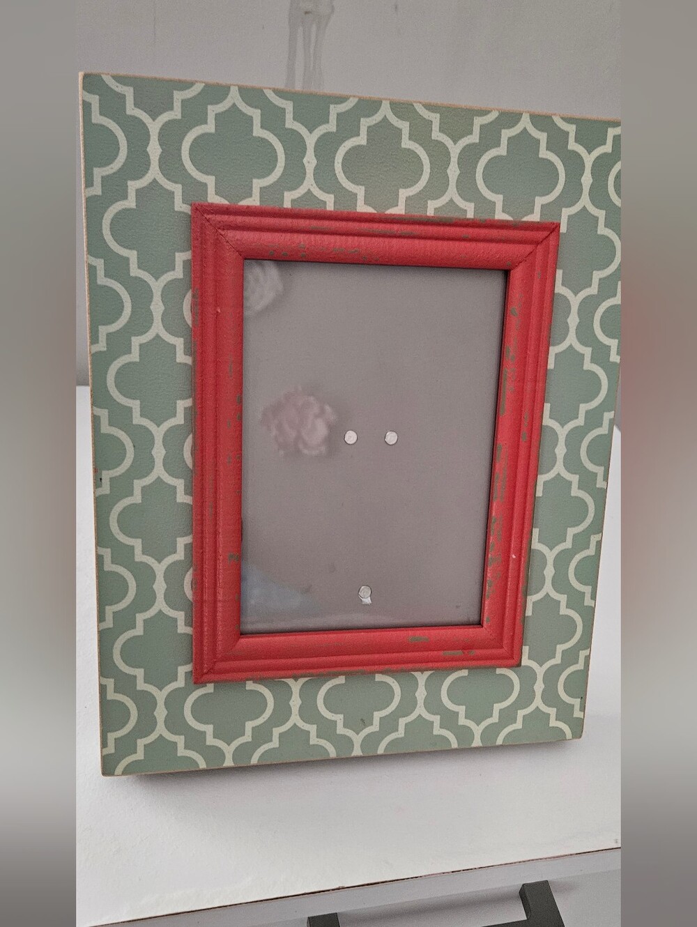 Coral Photo Frame with Patterned Mat - Unbranded